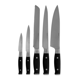 Styled Settings White Knife Set with Block and Sharpener Tool, 14 Piece Knife Set with Block, Stainless Steel Knives Set - Including Heavy Duty Butche