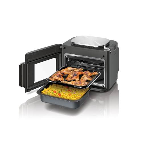 Ninja Combi 12-in-1 Multicooker, Forno e Friggitrice ad Aria, 12 Funzioni di Cottura, Pasti per la Famiglia in 15 Minuti*, Include Teglia, Padella e Guida alle Ricette, Grigio, SFP700EU-image