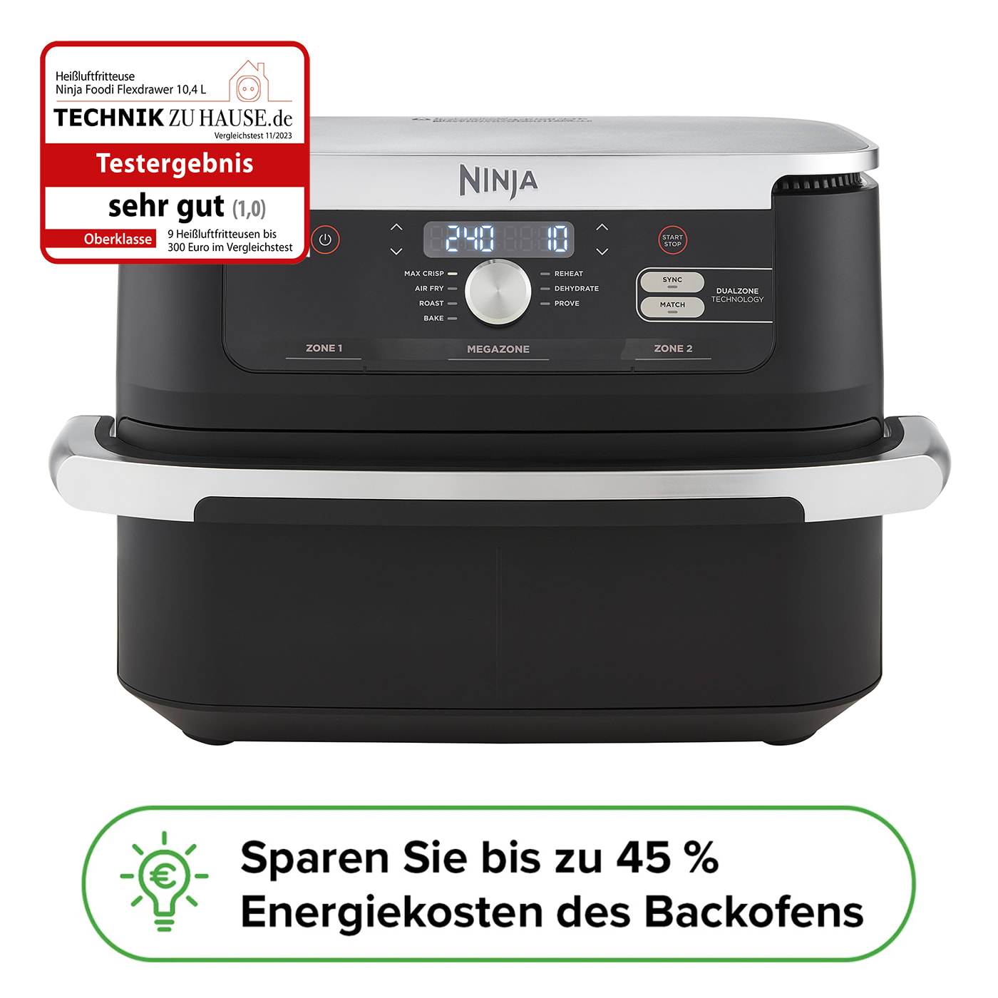 Ninja Foodi FlexDrawer 10,4 L Heißluftfritteuse AF500DE Produktbild