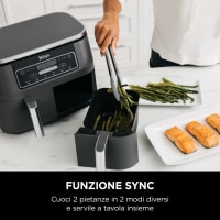 Set Di 2 Griglie In Acciaio Inox 304 Per Friggitrice Ad Aria Ninja Foodi Dual Zone + 100 Fogli Di Carta Forno - Per AF300EU E AF400EU - 3