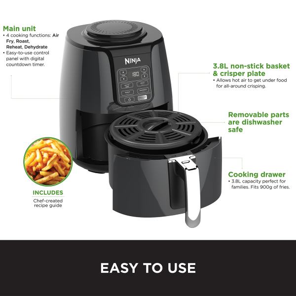 Ninja 4QT Air Fryer, Black, AF100WM 