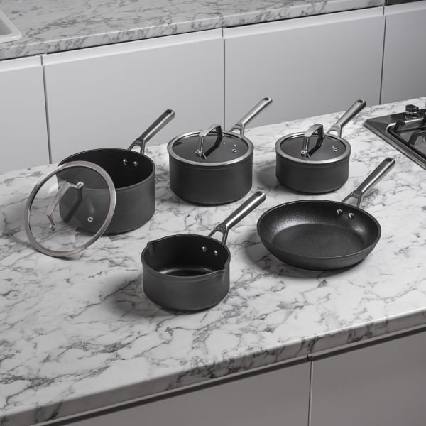  Ninja Foodi ZEROSTICK 5-Piece Pan Set, [C35000UK] Hard Anodised  Aluminium, Non-Stick, Induction Compatible, Dishwasher Safe: Home & Kitchen