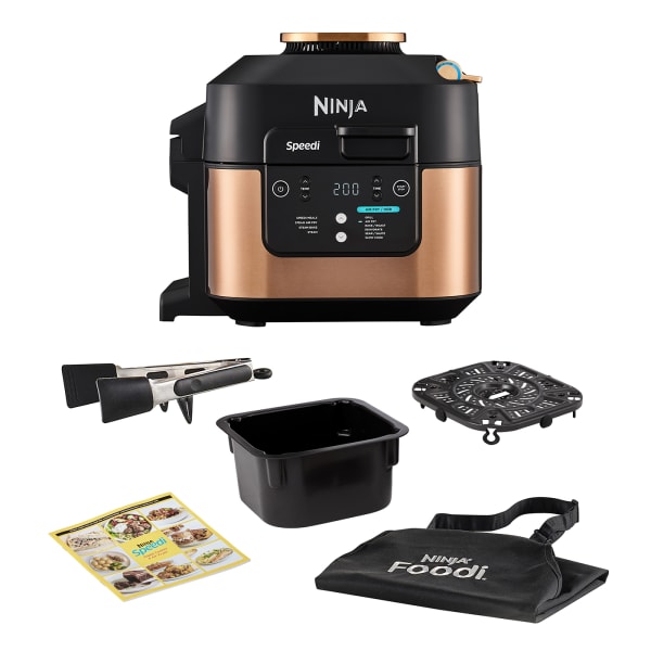 Black and copper cooker top
