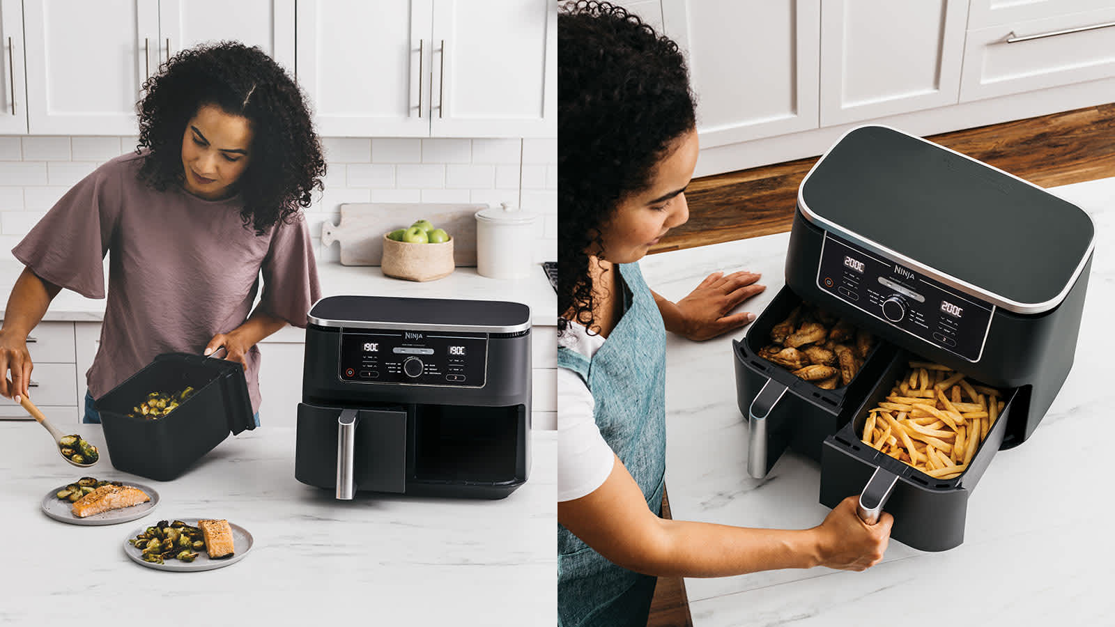 Friteuse Sans Huile Ninja Dual Zone MAX - 9,5 L, 6 Fonctions, Cuisson Synchronisée, économie D'énergie