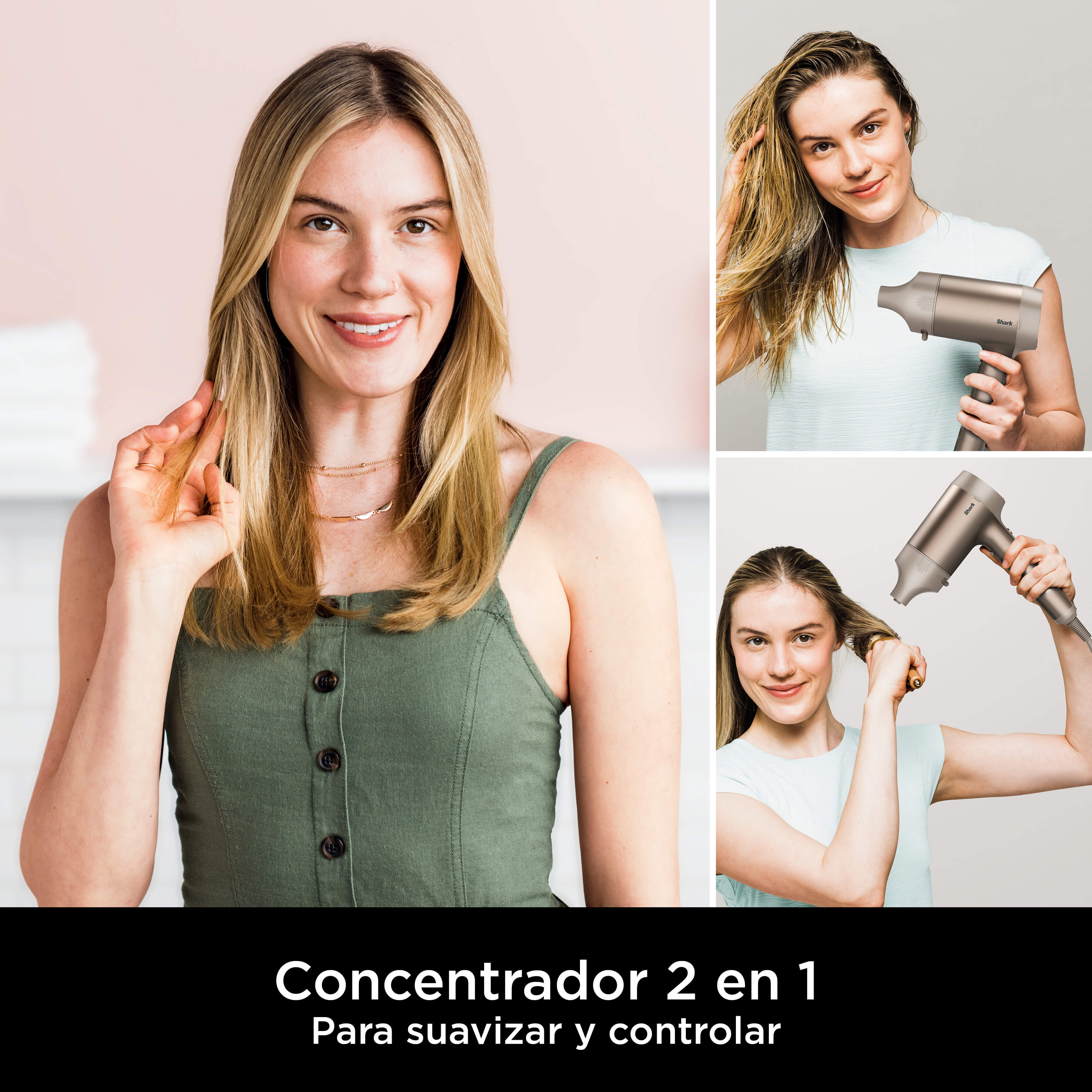 Accesorio Boquilla Concentradora para el Secador Shark Style iQ: Esta boquilla concentradora de precisión 2 en 1 es ideal para un secado uniforme y un pelo sedoso