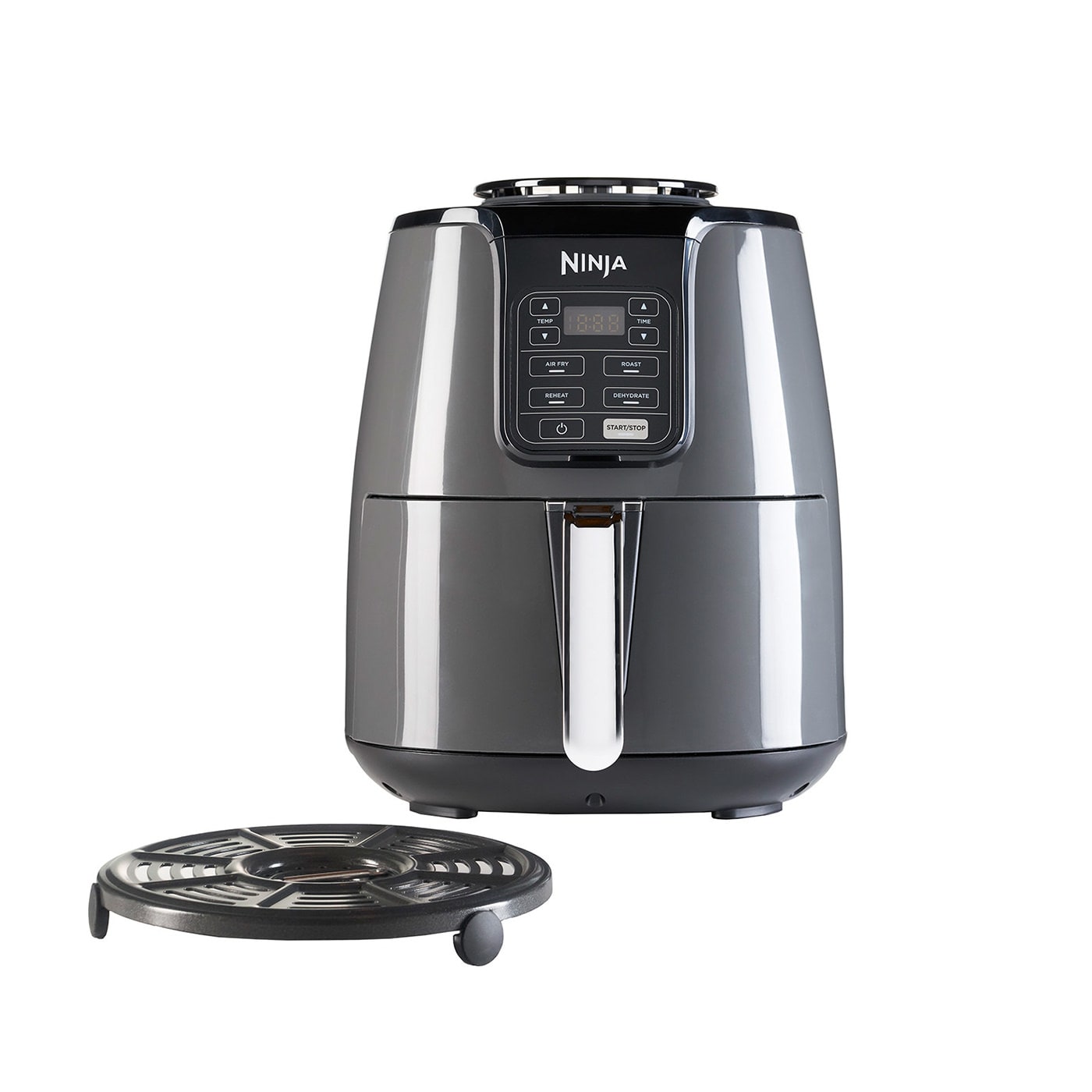 Ninja 4-Quart Air Fryer, with reheat and defrost black and silver AF100