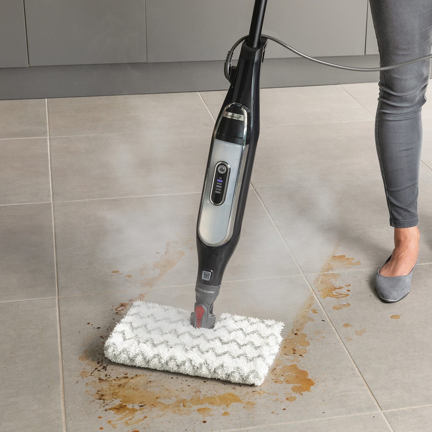 Shark Floor & Handheld Steam Cleaner, Scopa a Vapore e Vaporetto a Mano, 2  in 1, per Tutti i Pavimenti Duri, con 5 Accessori, 2 Impostazioni, Grigio e