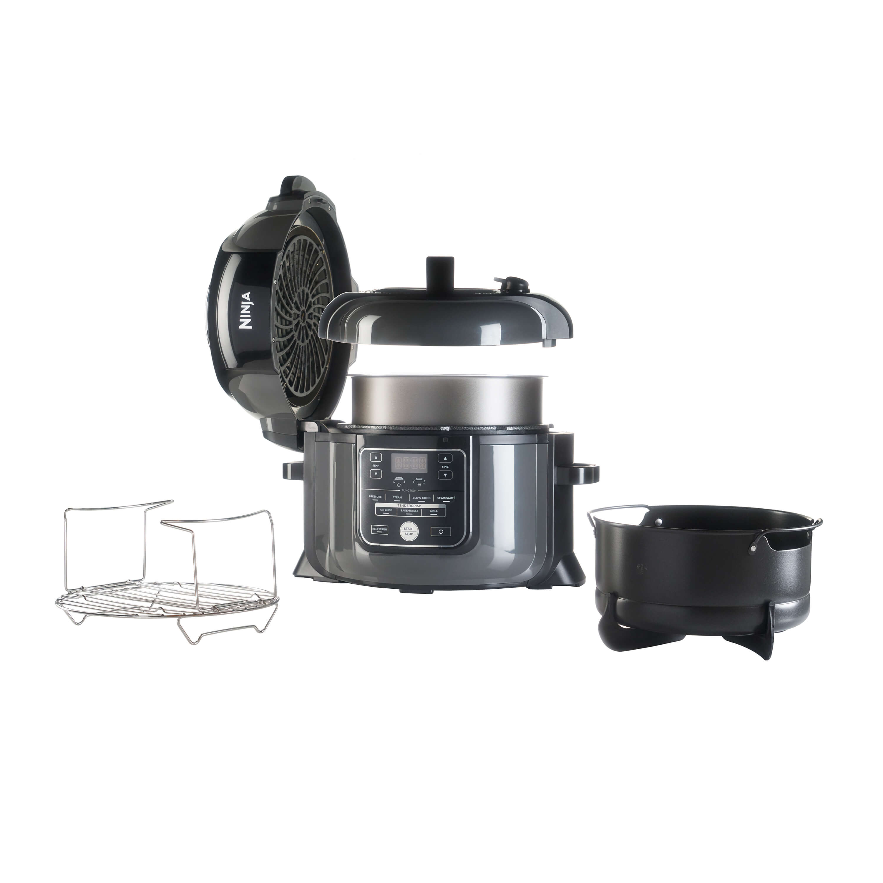 Ninja Foodi MAX Olla eléctrica multifunción con SmartLid, 7,5 l, 12  funciones de cocción en 1, Olla a presión, Freír con aire, Cocción lenta y  más, acero inoxidable, OL650EU : : Hogar y cocina