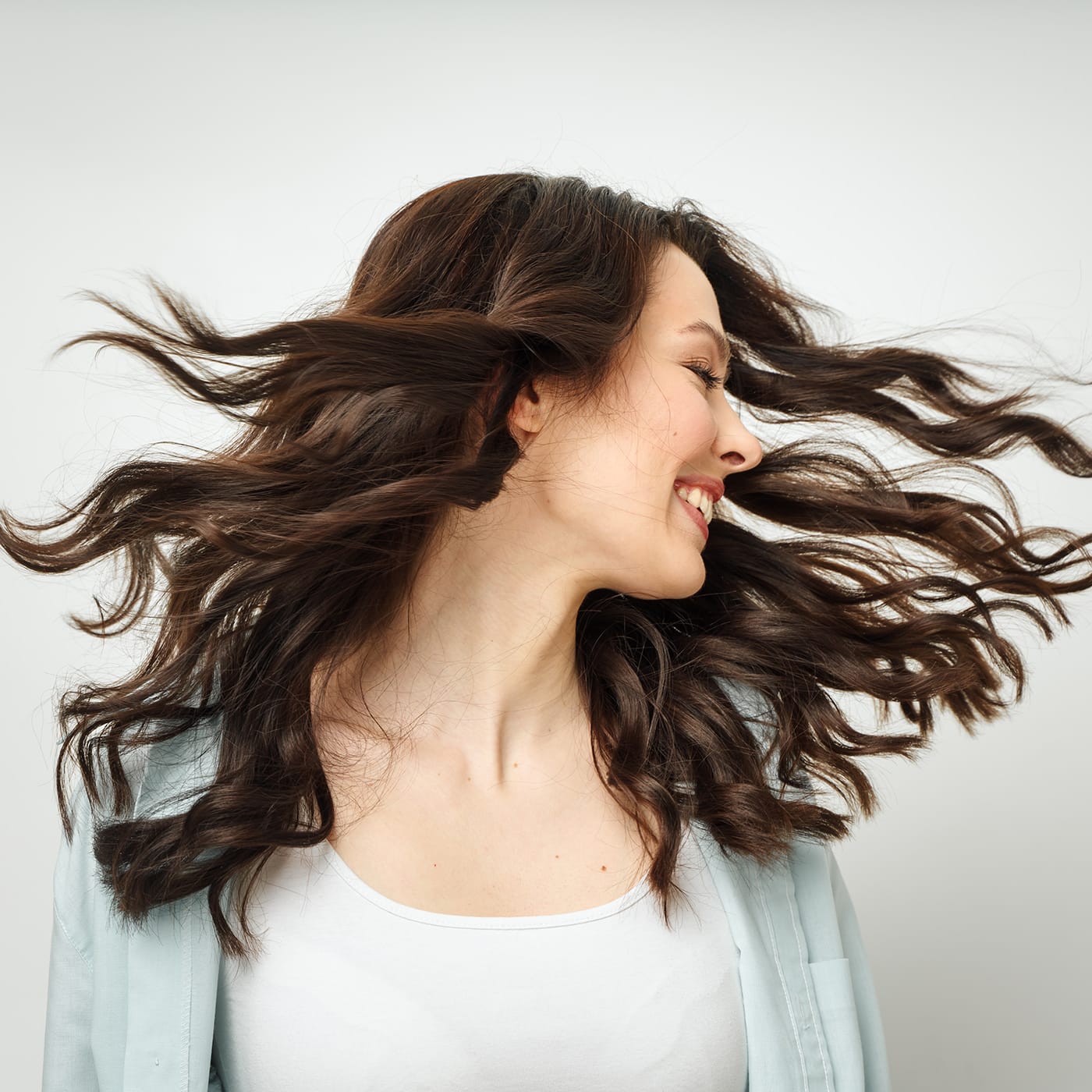 Hair in wind