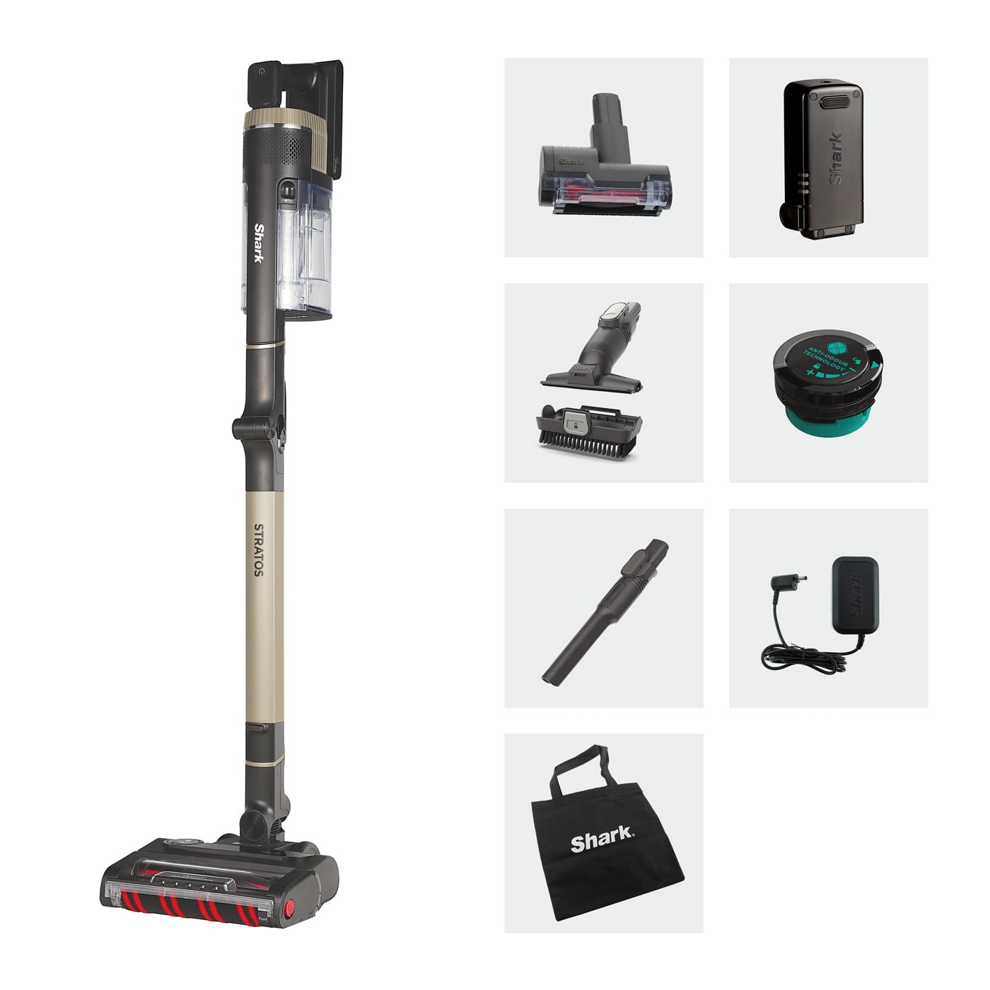 Shark® Stratos - Cordless Vacuum With 60 Mins Run-Time* Anti-Odour Tech Anti Hair Wrap Plus & Pet Hair Tool - IZ400UKT