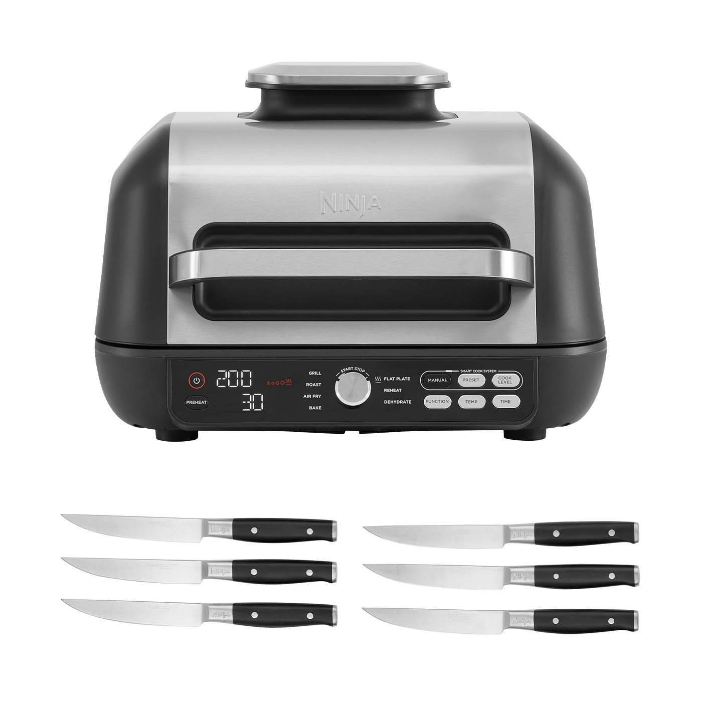 Ninja Foodi MAX Pro Health Grill and Steak Knives Bundle - AG651STEAK
