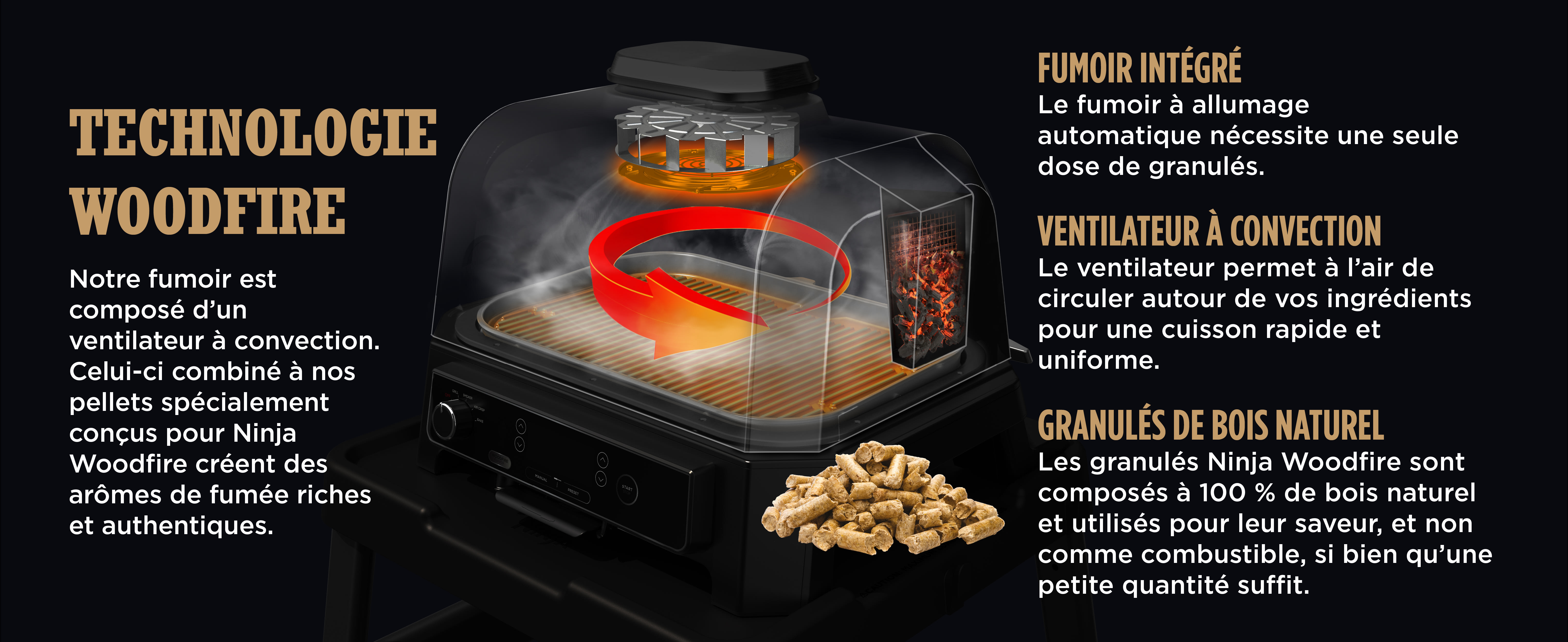 Barbecue électrique et fumoir Ninja Woodfire Pro XL avec thermosonde Smart  Cook OG850EU