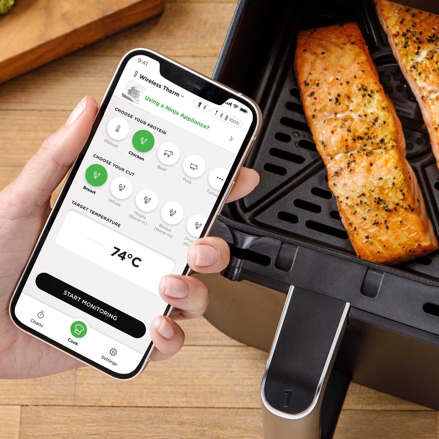 Évolution en temps réel de la cuisson sur le téléphone