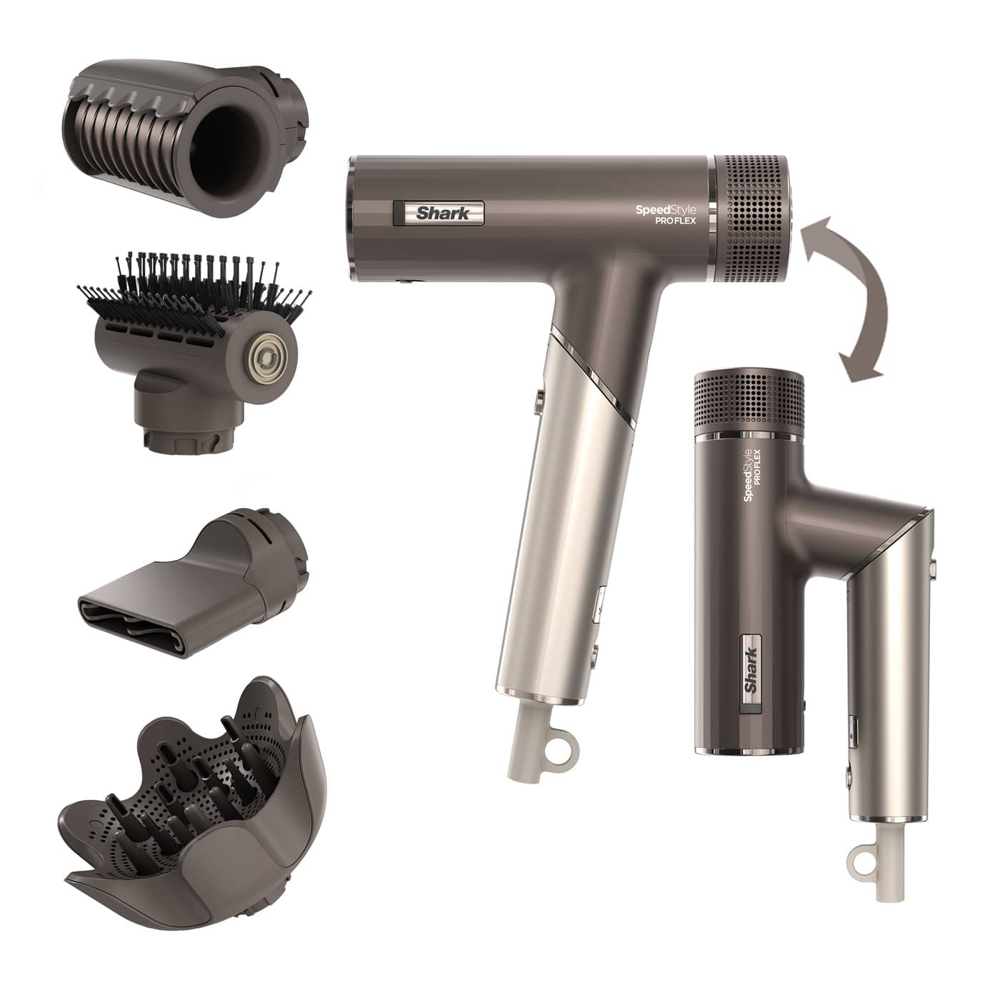 Shark SpeedStyle Pro Flex - Secador de pelo plegable con 4 cabezales para todo tipo de cabello