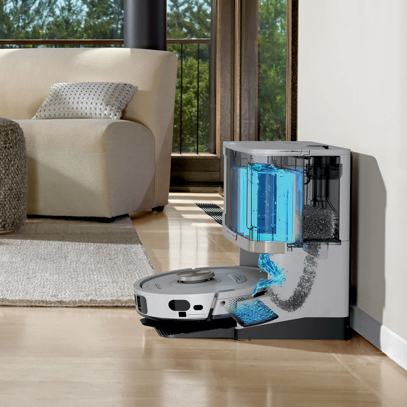 Gro&szlig;e NeverTouch selbstreinigende Basisstation f&uuml;r bis zu 60 Tage Komfort