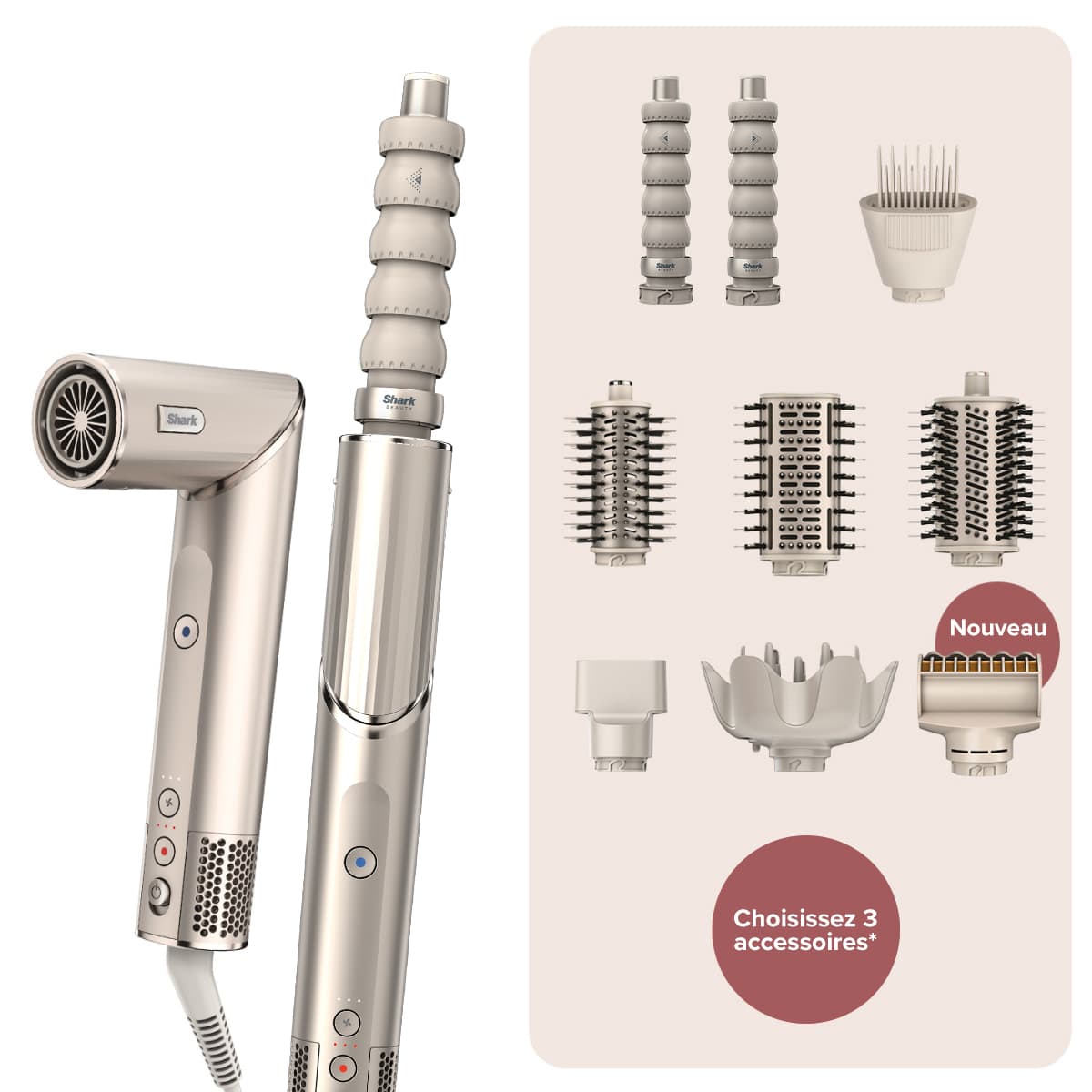 Sèche-cheveux et embouts de coiffage sur mesure Shark FlexStyle photo du produit