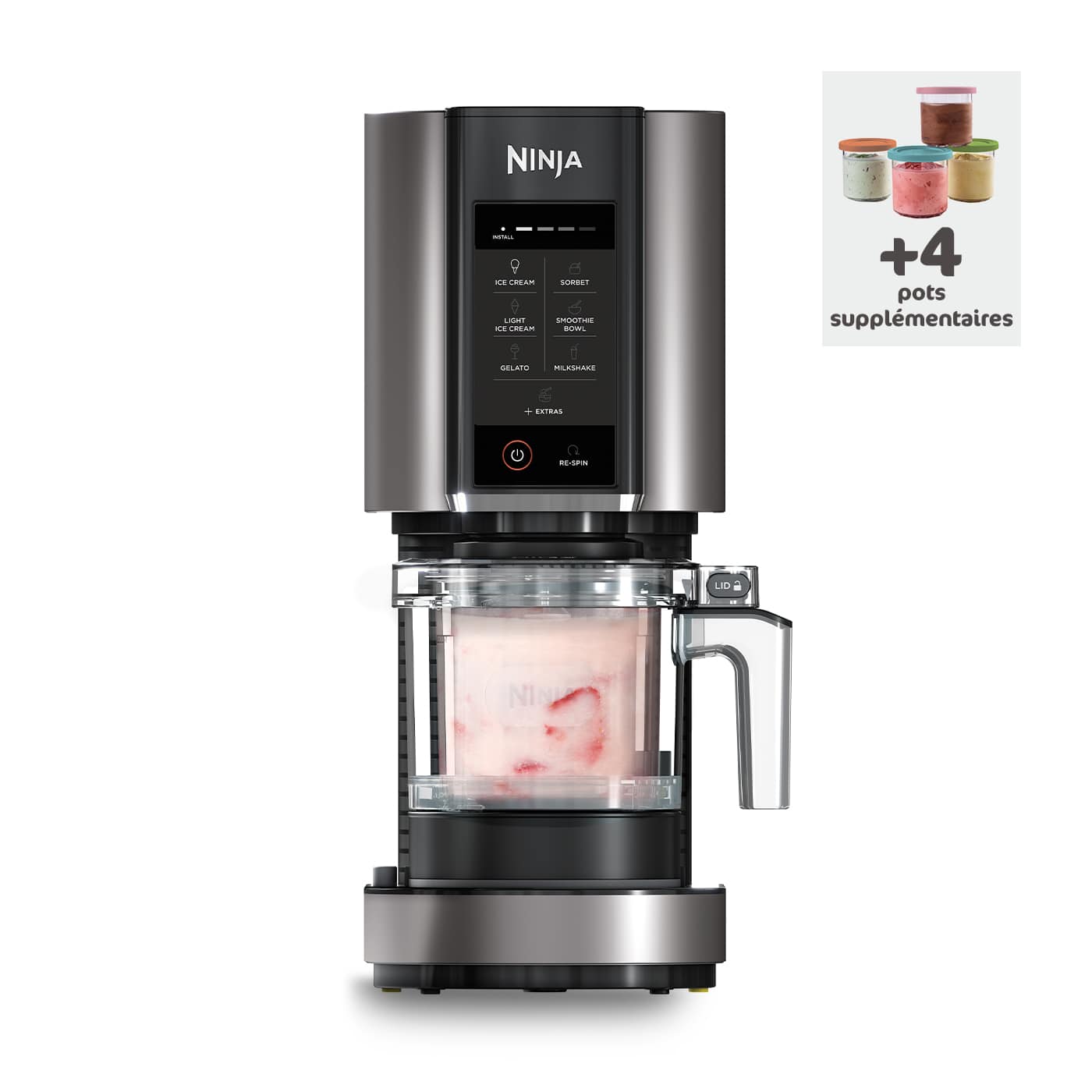 4 Pots De Rechange Pour Sorbetière Ninja Creami NC700 NC701 - 480 Ml, Sans BPA, Lavables Au Lave-vaisselle - Accessoire Indispensable