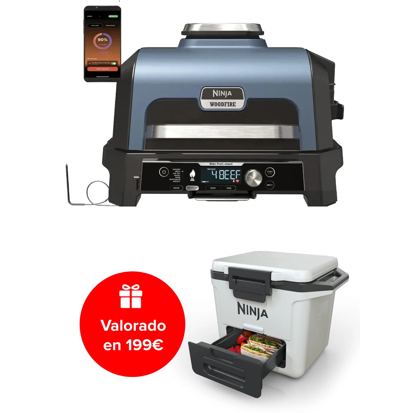 Barbacoa Eléctrica XL con Ahumador Ninja Woodfire PRO Connect XL (Incluye Sensor Digital) OG901EU product photo