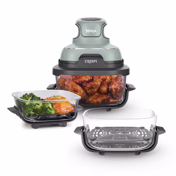 Ninja CRISPi 4-i-1 bärbar airfryer i glas Salvia - Extra TempWare-glasbehållare med lock produktfoto