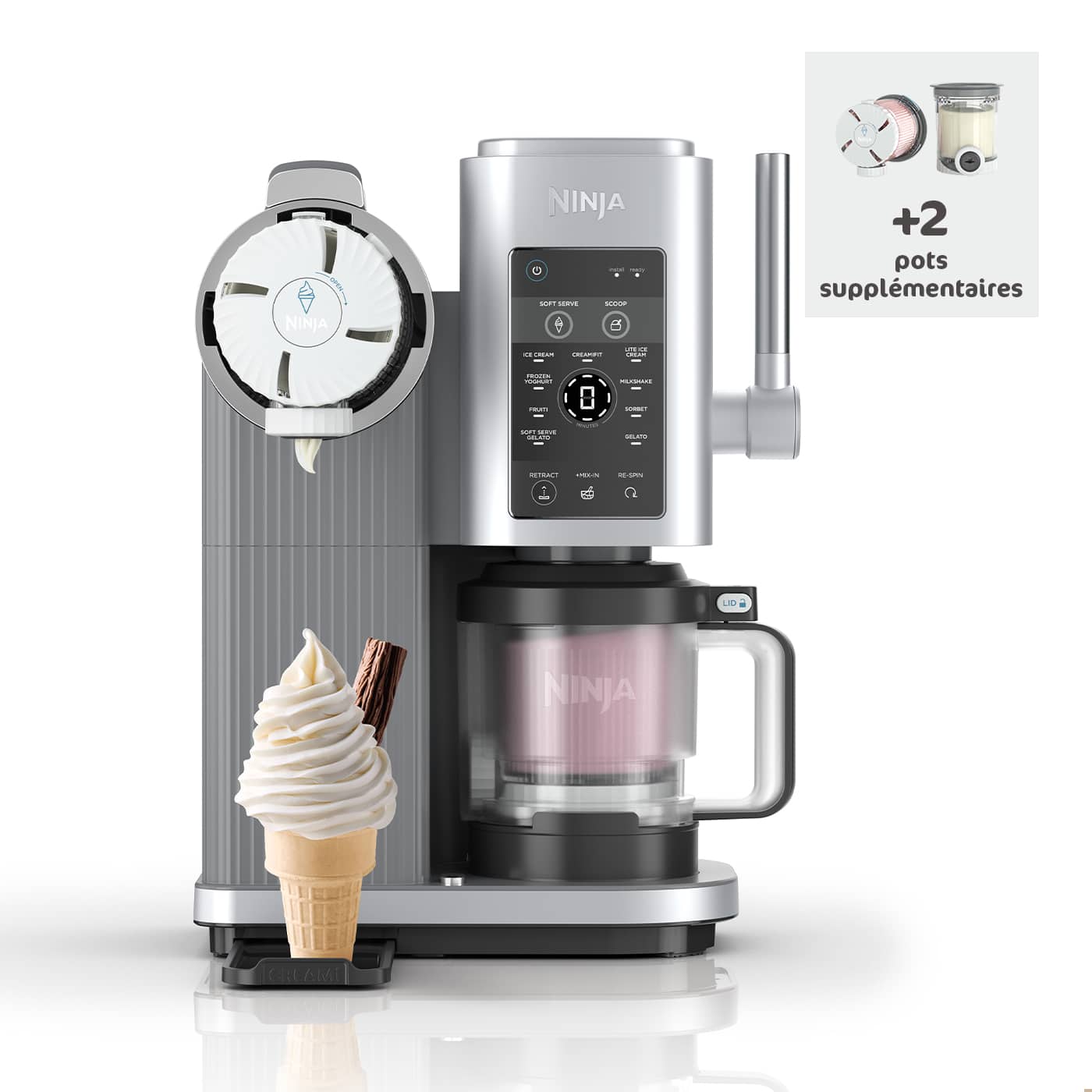 Machine à Glaces et Glaces à l’italienne 13-en-1 Ninja Swirl by CREAMi (Lot de 4 pots) photo du produit