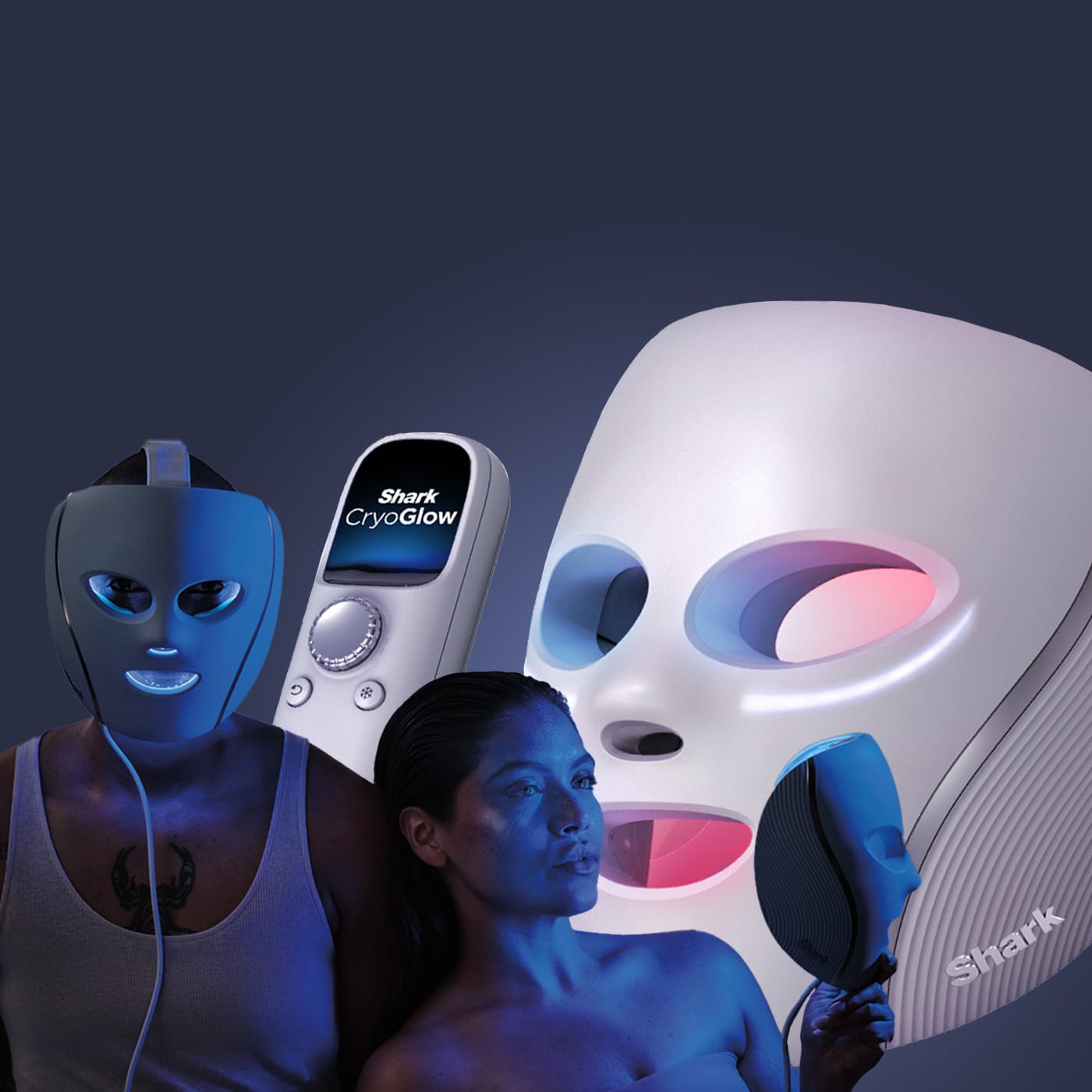 Shark CryoGlow LED Maske Mit Mann und Frau