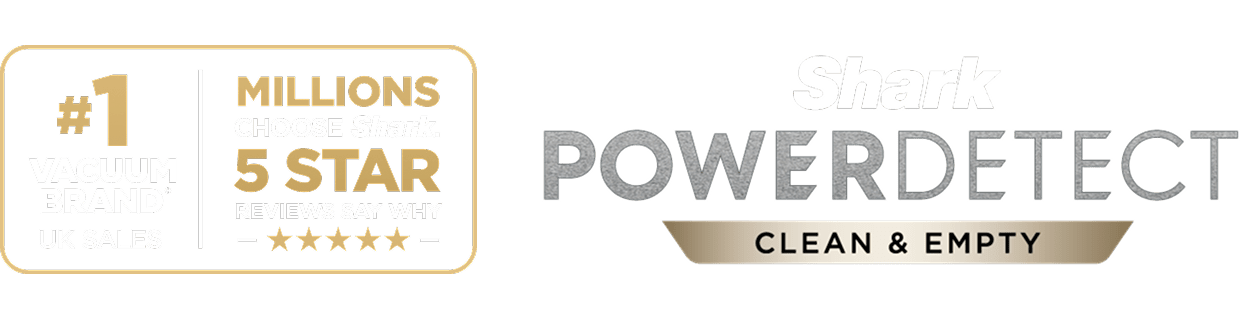 Shark PowerDetect logo with #1 Vacuum Brand UK badge