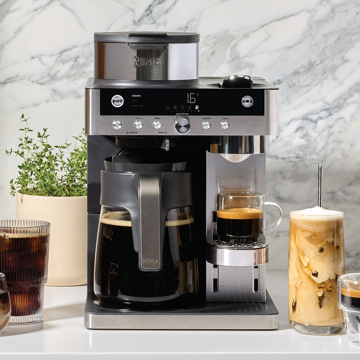 Machine à café filtre et à capsules expresso 2 en 1 polyvalente et automatique