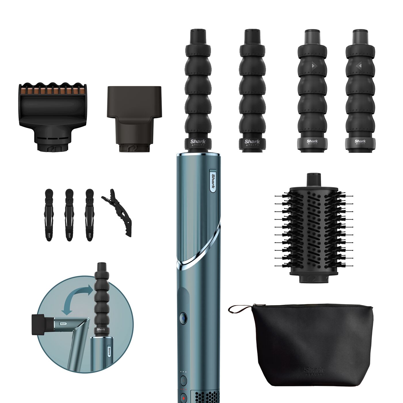 Coffret cadeau Styler & Sèche-Cheveux 5-en-1 Shark FlexStyle en édition limitée - Bleu Adriatique HD456TLEU photo du produit