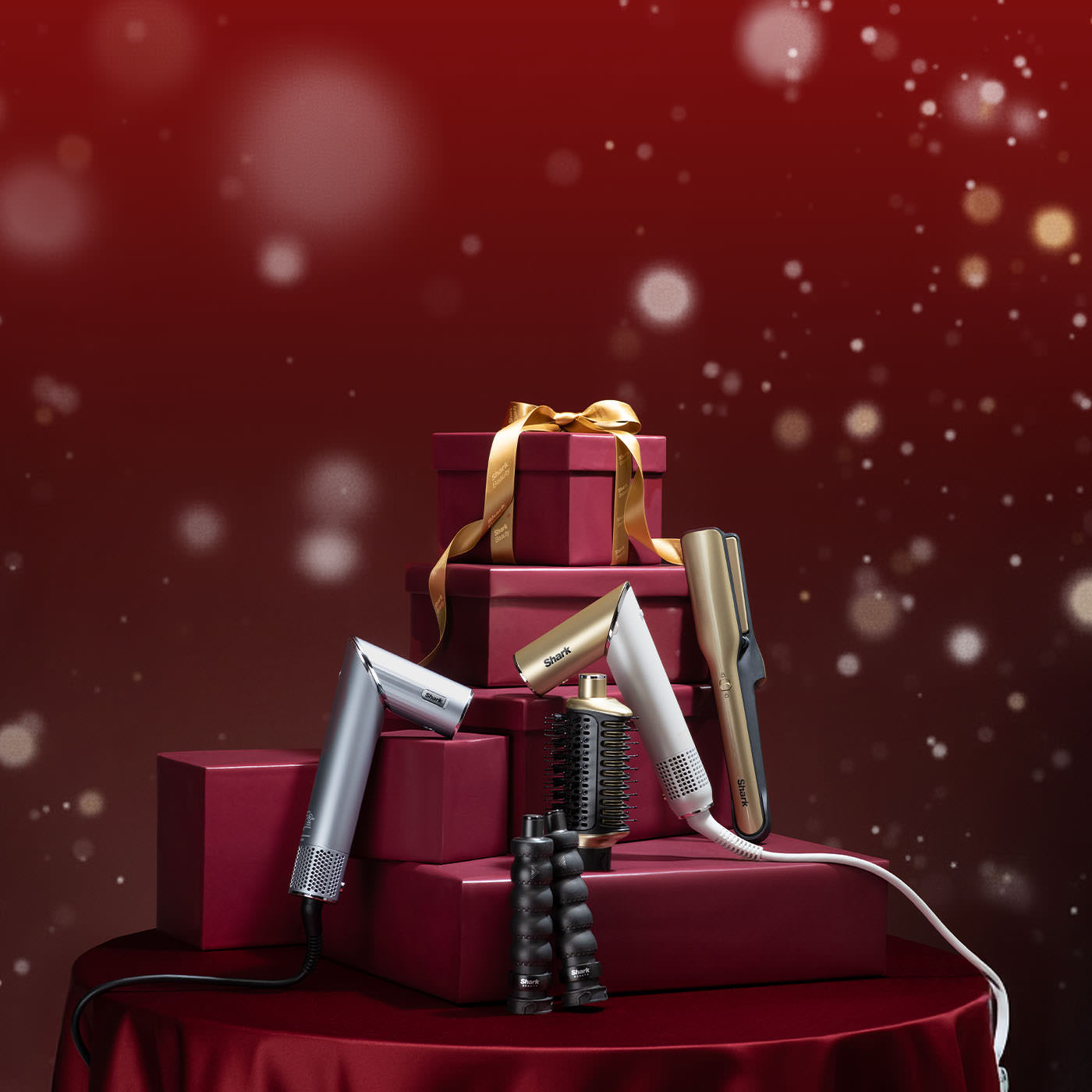 Imagen navideña de Moldeadores FlexStyle y Shark Glam. Ofertas Navidad Shark