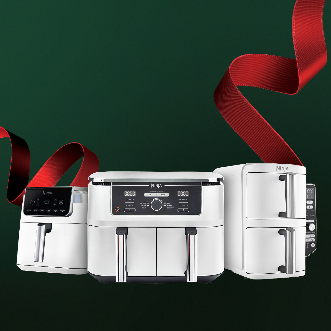 Tres Air Fryers blancas de Ninja