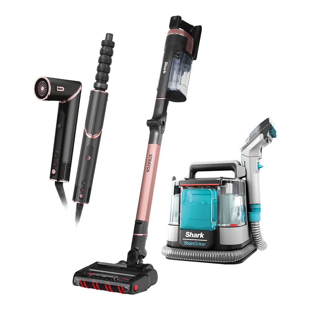 Selection of Shark products including hard floor, Cordless vacuums