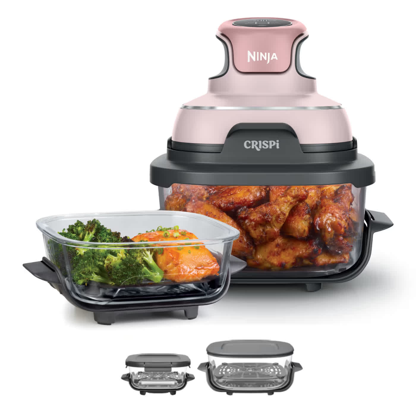 Freidora de aire port&aacute;til de cristal Ninja CRISPi (2 recipientes) Rosa FN101EUPK product photo