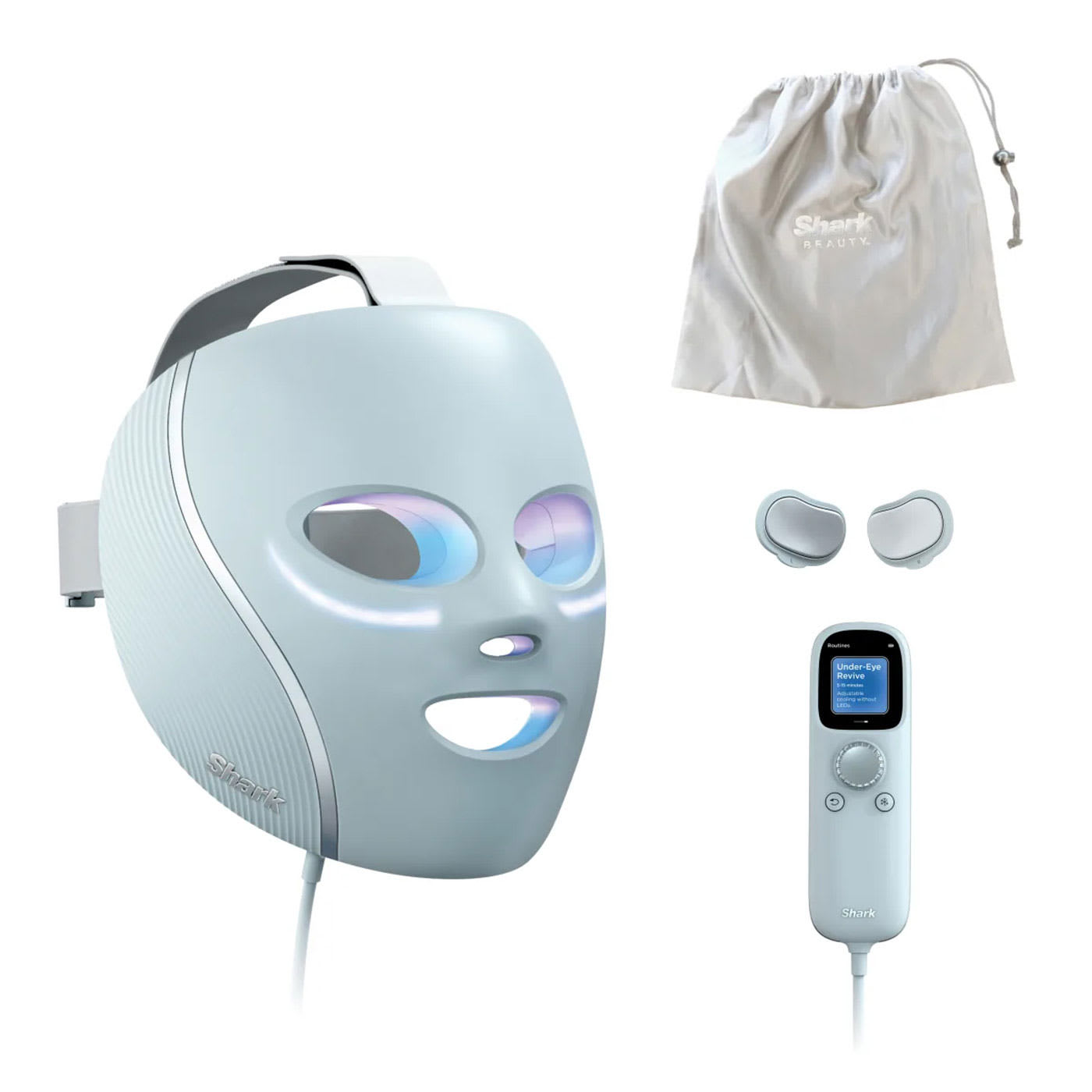 Masque LED CryoGlow Shark avec rafraîchissement du contour des yeux - Bleu photo du produit