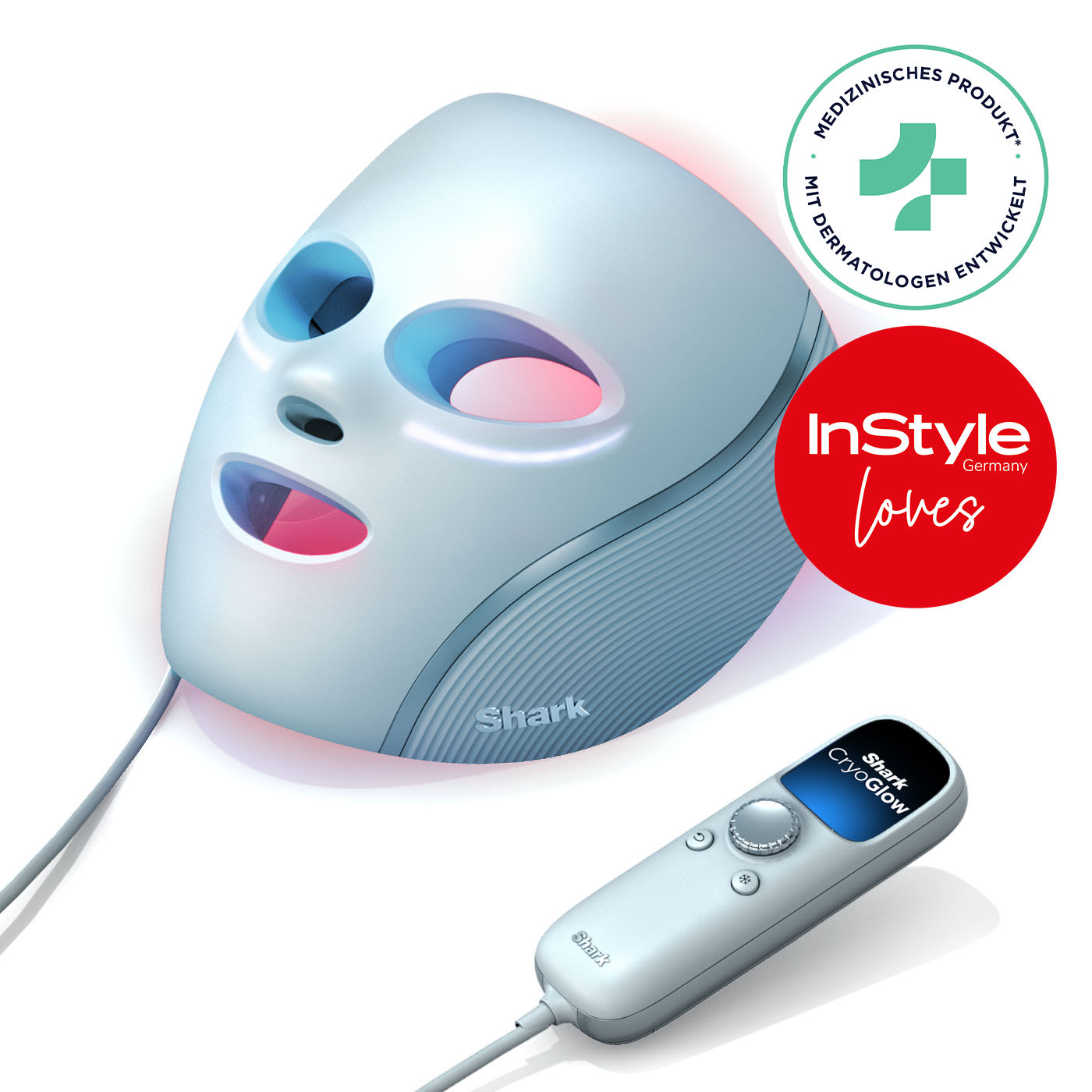 Shark CryoGlow LED-Maske + Kühlung der Augenpartie – Blau FW312EU Produktbild