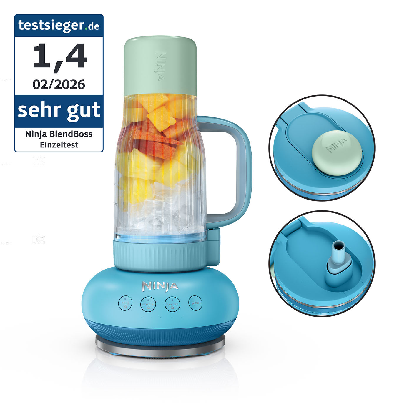 Ninja BlendBoss Standmixer mit To-Go-Becher &ndash; Blau DB351EUBL Produktbild