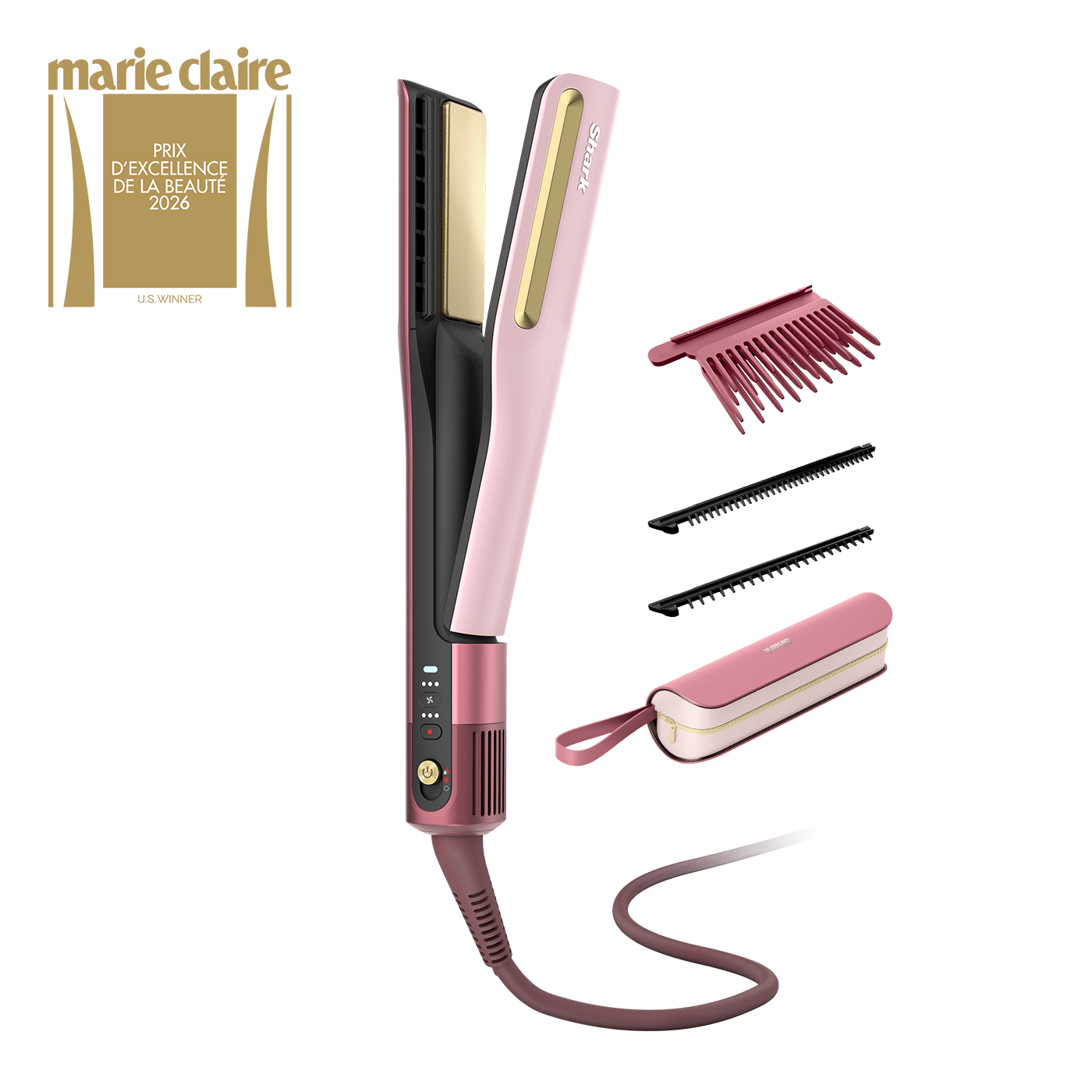 Shark SilkiPro Straight Gl&auml;tteisen und Haartrockner &ndash; Rosa [HT401EUPK] Produktbild