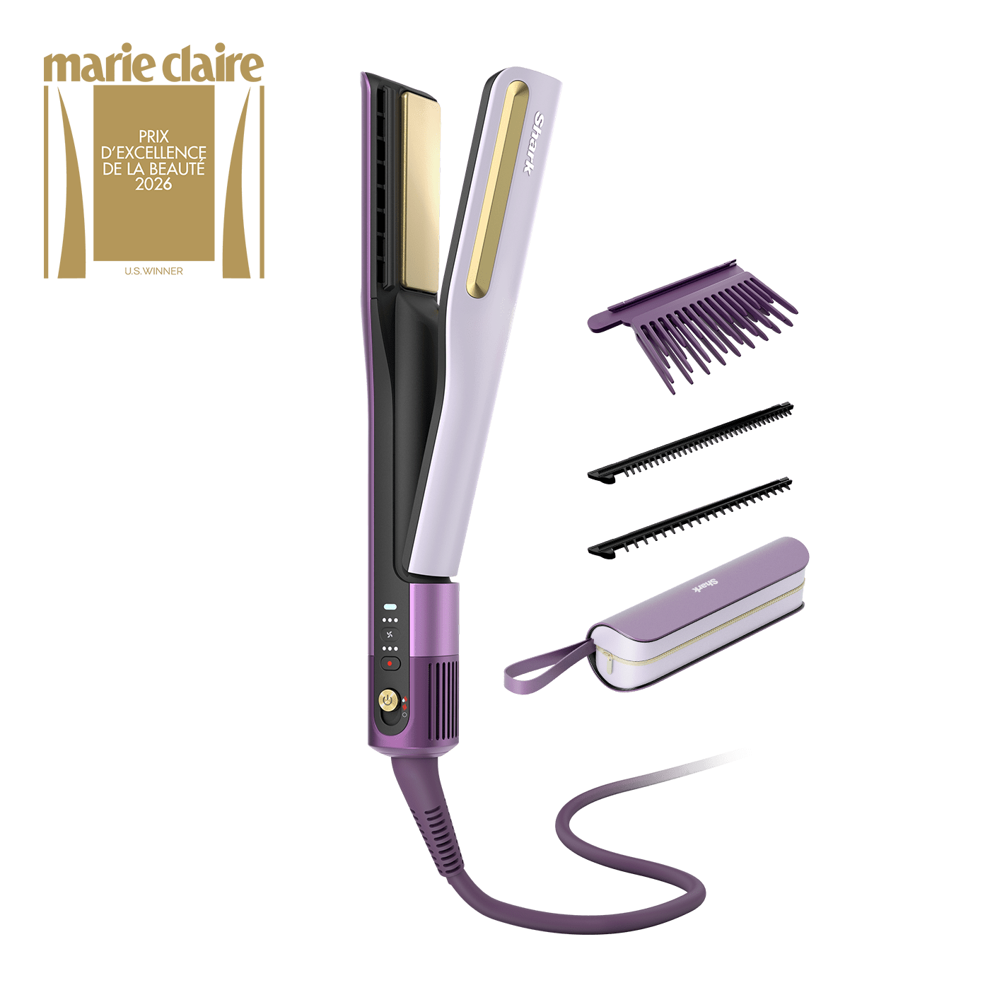 Shark SilkiPro Straight Gl&auml;tteisen und Haartrockner &ndash; Lila [HT401EUPU] Produktbild