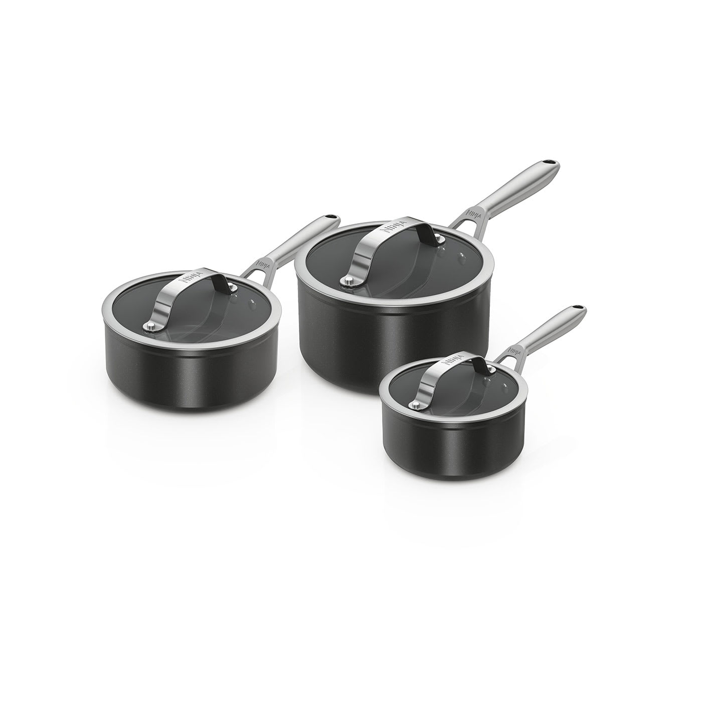 Ninja ZEROSTICK Ceramic Pro 3-Piece Saucepan Set - Black
