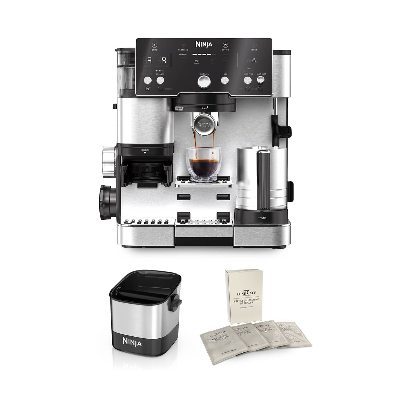 Ninja Luxe Café Essential Espresso Machine - Bundel incl. Ontkalkingsset & Uitklopbak
