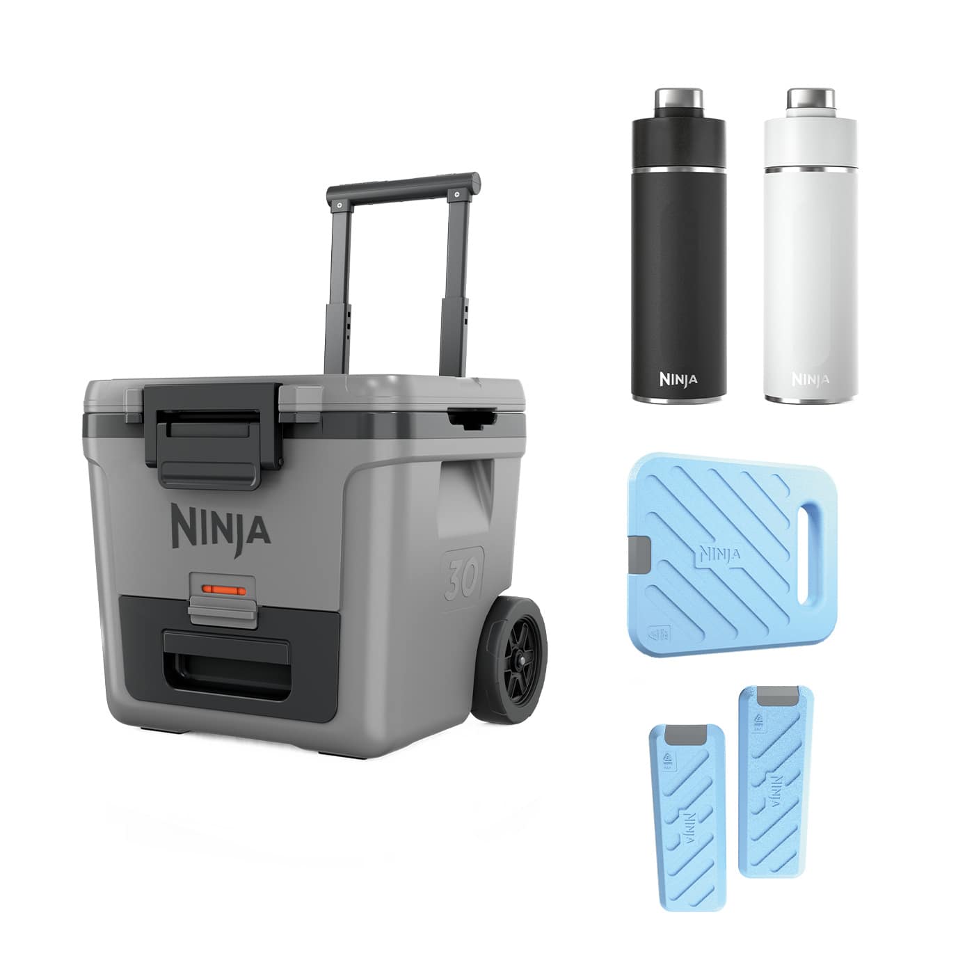 Ninja FrostVault 30QT/28L Wheeled Cooler Ice Pack & Thirsti Bottle Bundle