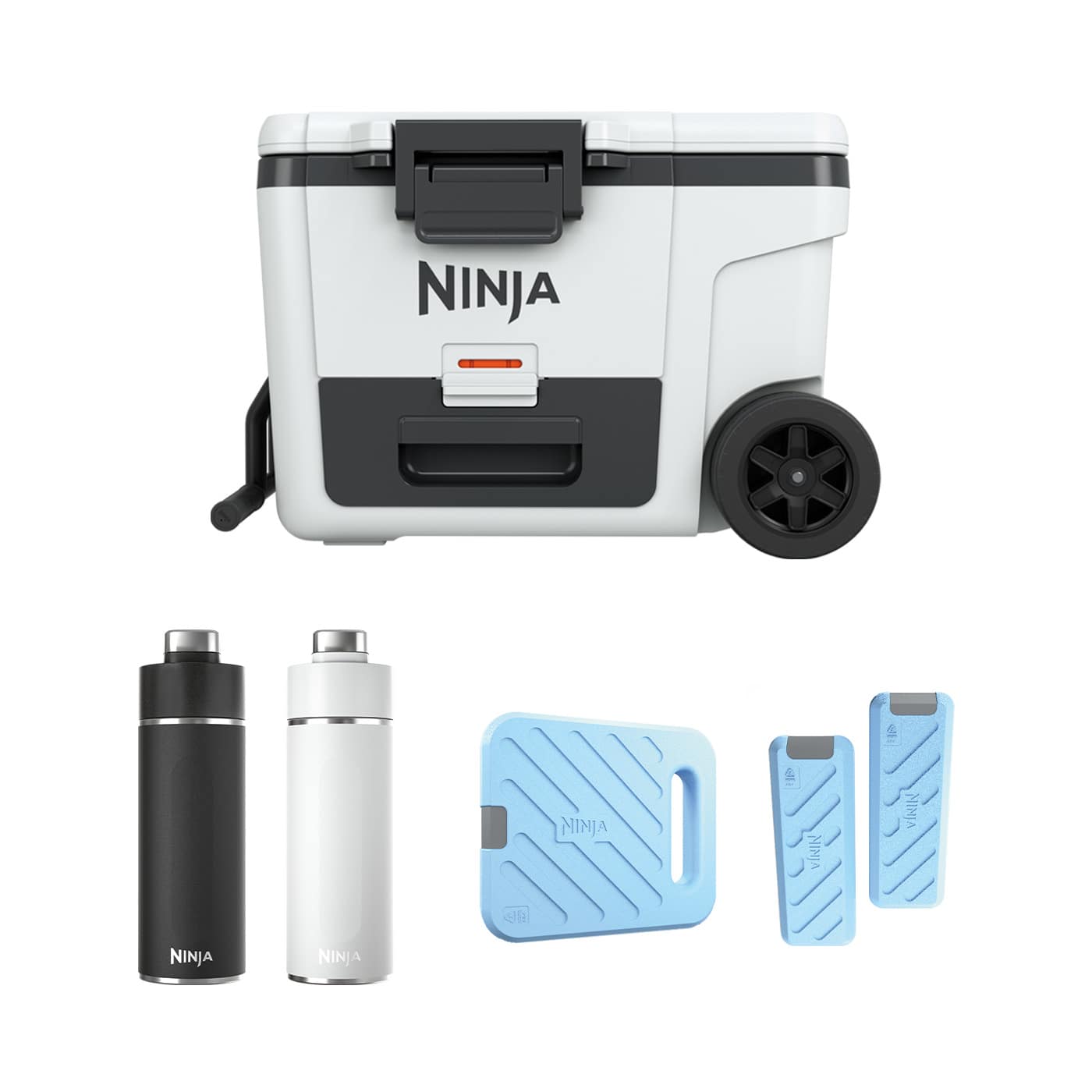 Ninja FrostVault 45QT/42L Wheeled Cooler Ice Pack & Thirsti Bottle Bundle