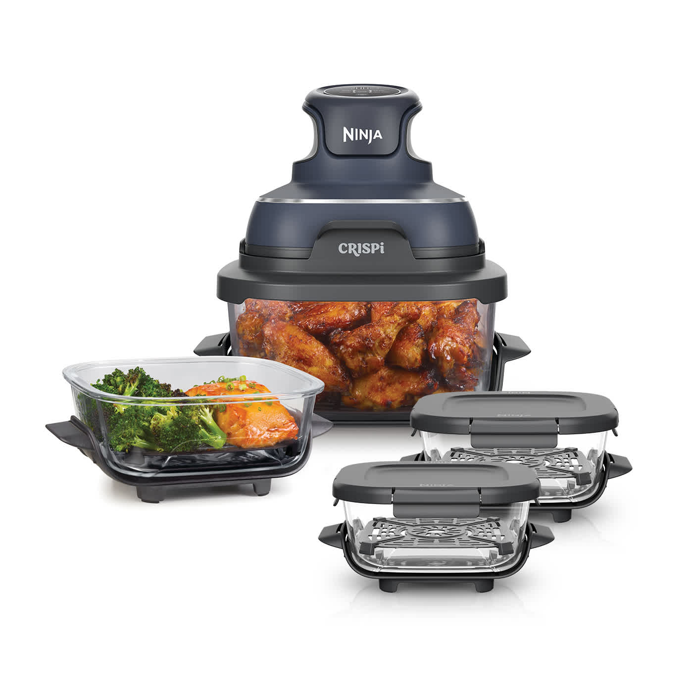 Ninja CRISPi 4-in-1 Portable Glass Air Fryer Meal Prep Set - Cyber Space