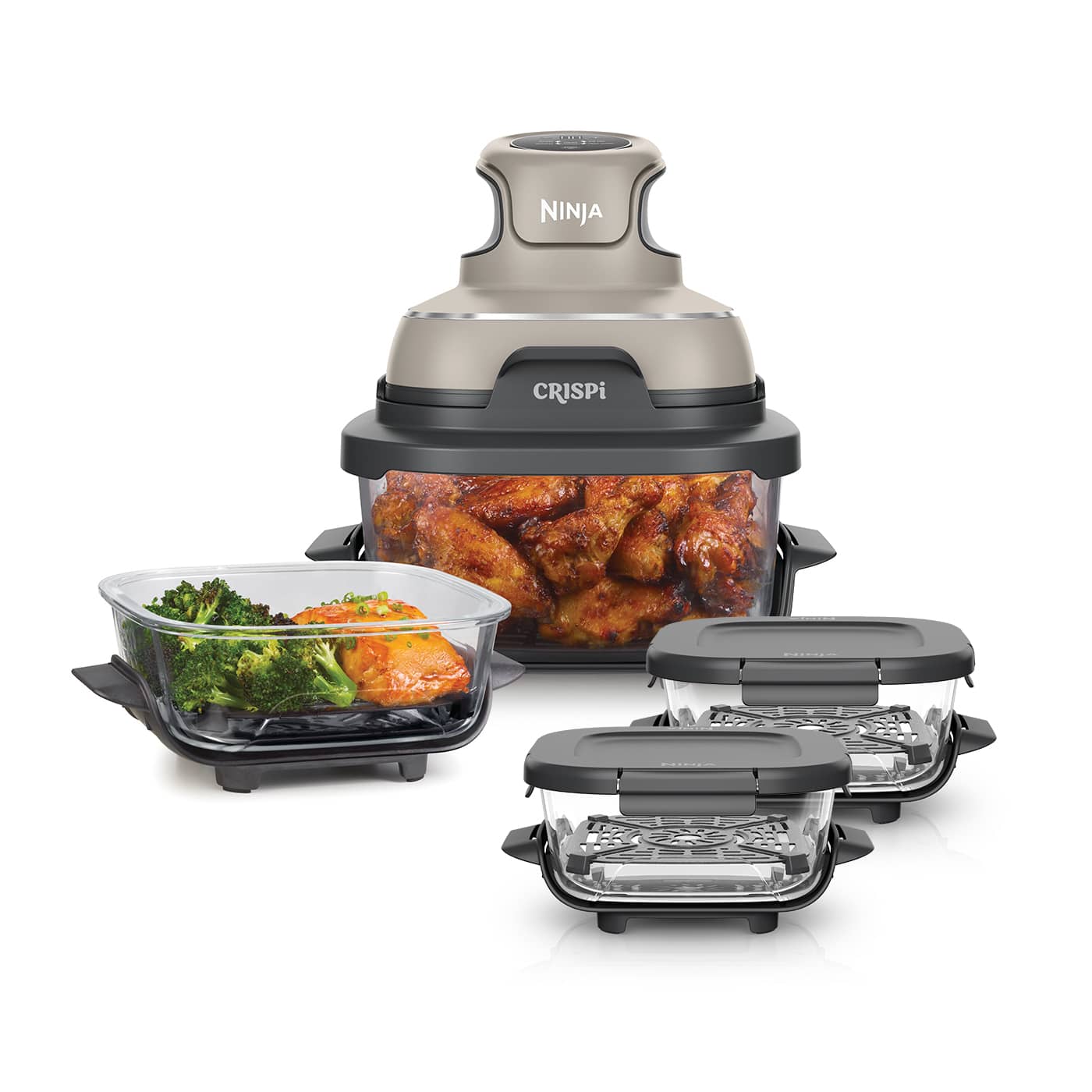 Ninja CRISPi 4-in-1 Portable Glass Air Fryer Meal Prep Set - Stone from Ninja Kitchen