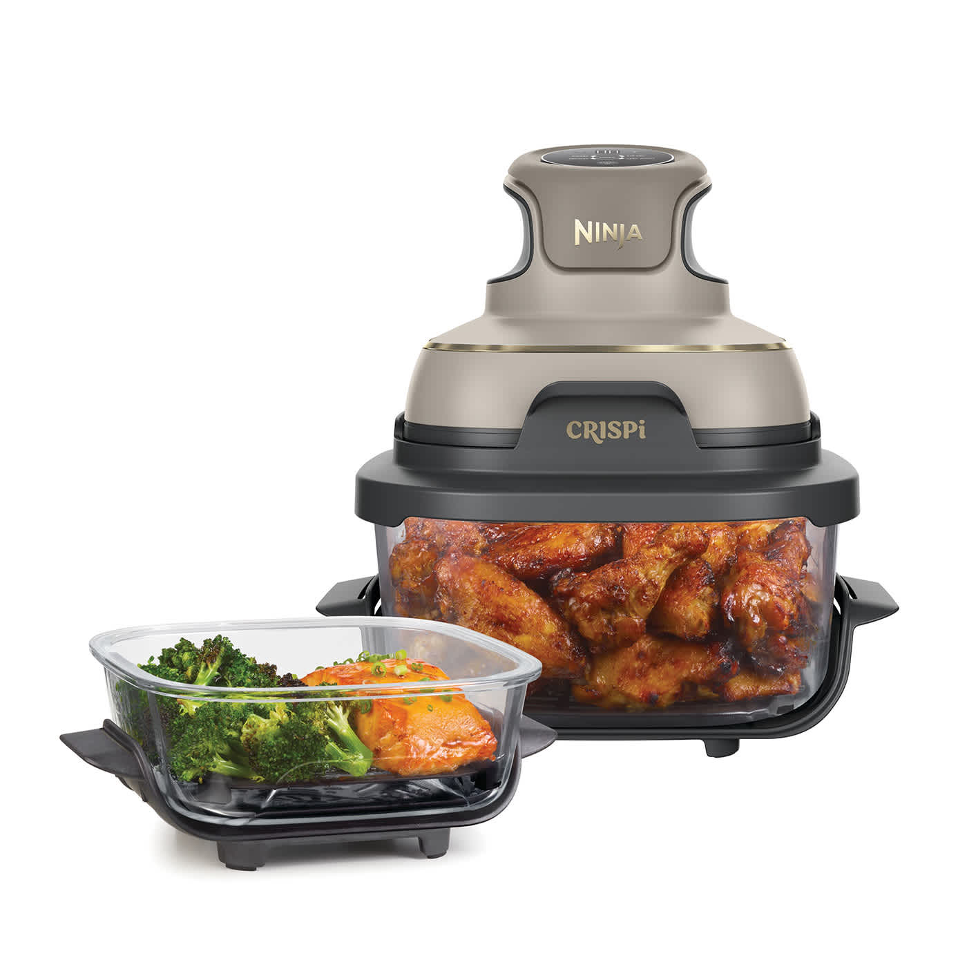 Ninja CRISPi 4-in-1 Portable Glass Air Fryer - Stone & Gold FN101UKSTGD