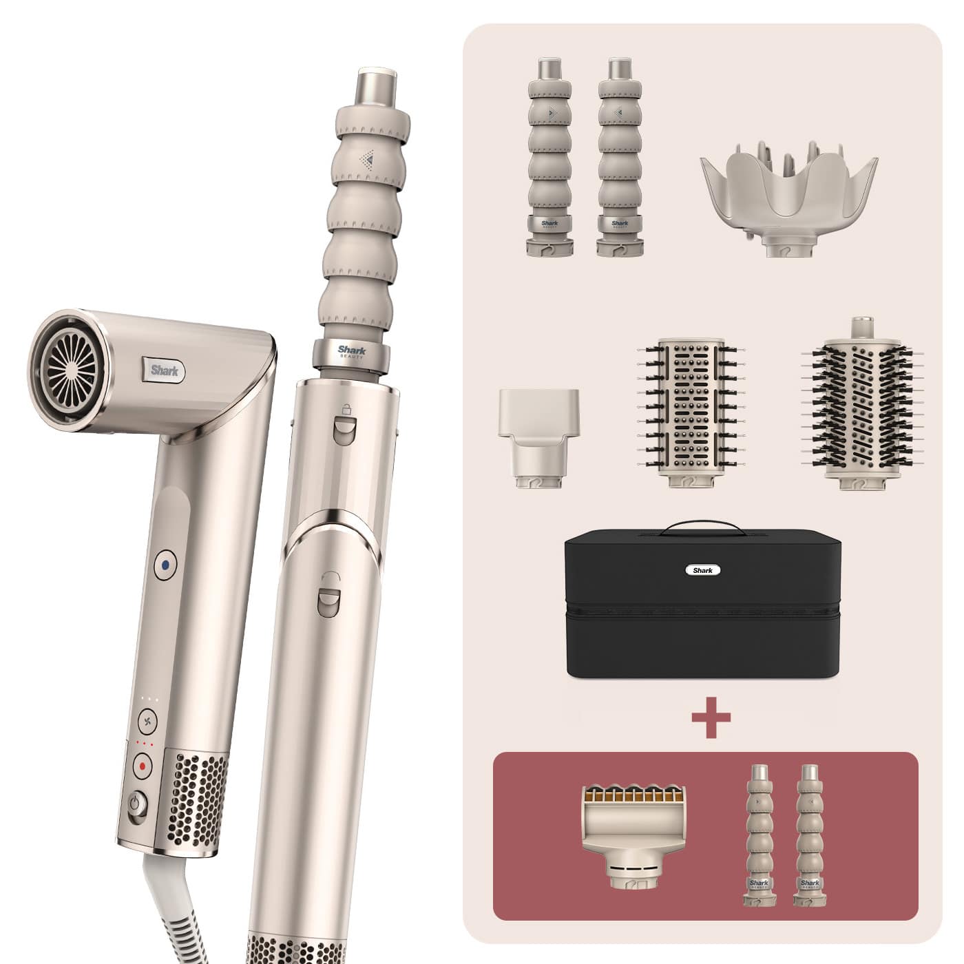 Styler e Asciugacapelli Shark FlexStyle Set 5-in-1 Champagne e 2 Accessori extra HD446SLEUB3