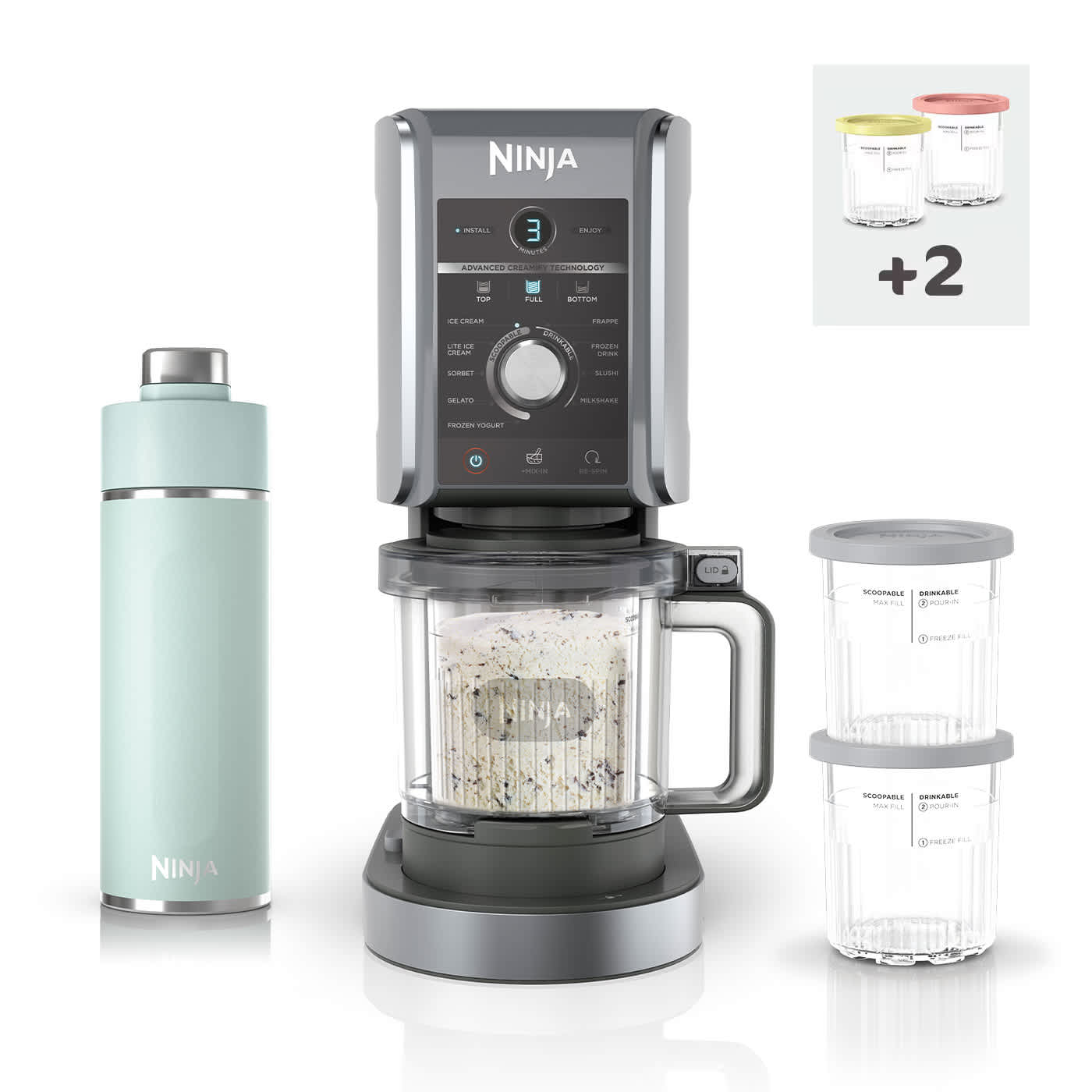 Gelatiera Ninja Creami DELUXE (Set con 4 vasetti e borraccia) NC502EUB2DW