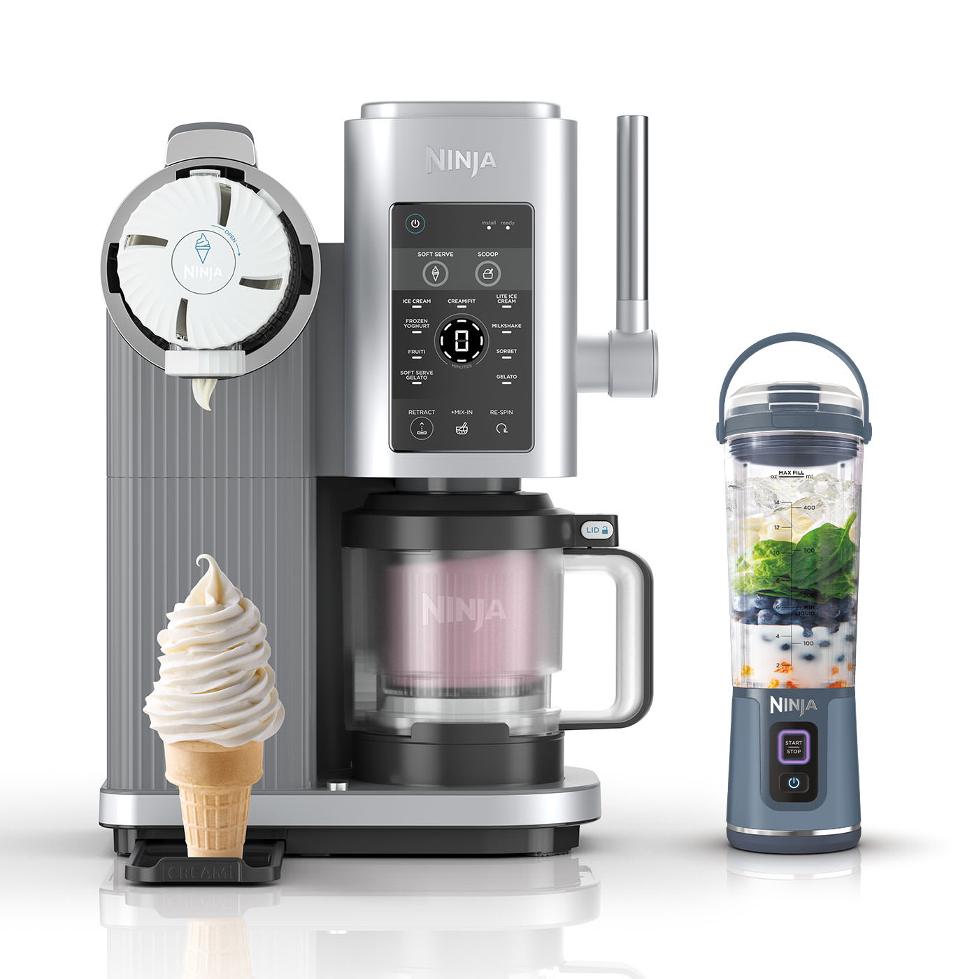 Gelatiera Ninja Swirl by CREAMi e Frullatore portatile Ninja Blast NC701EUBC