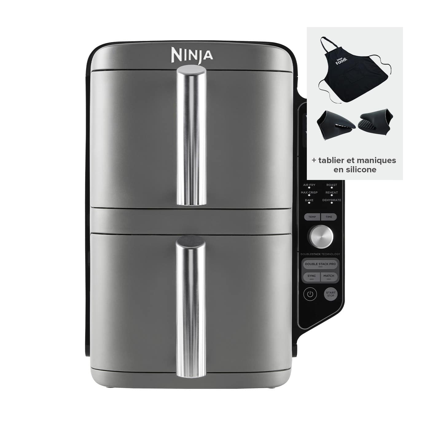 Air fryer Ninja Double Stack XL 9 5 L avec tablier et deux maniques en silicone SL400LOT