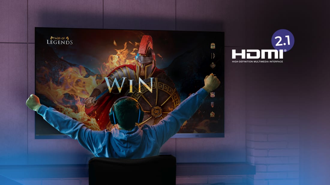 For the ultimate gaming experience with four HDMI 2.1 inputs and low input lag For the ultimate gaming experience with four HDMI 2.1 inputs and low input lag