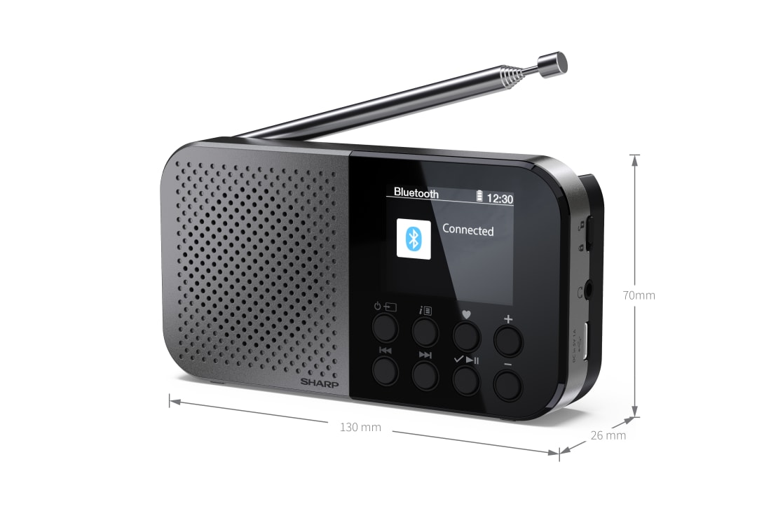 DAB Radio-Mono - Osaka Pocket/Handheld Portable Digital Radio - Storm Grey